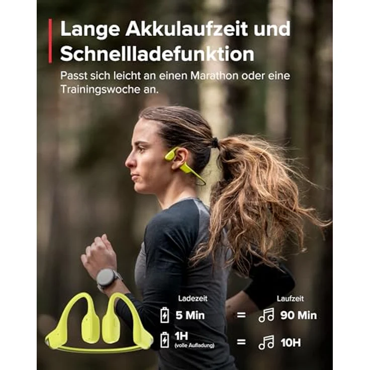 SUUNTO Sonic Kopfhörer mit Knochenleitung, kabellos, Sport-Kopfhörer, Komfort mit freien Ohren, Bluetooth 5.2, IP55 wasserdicht, 10 Stunden Akkulaufzeit, ideal für Laufen, Radfahren, 31 g, gelb – Bild 3