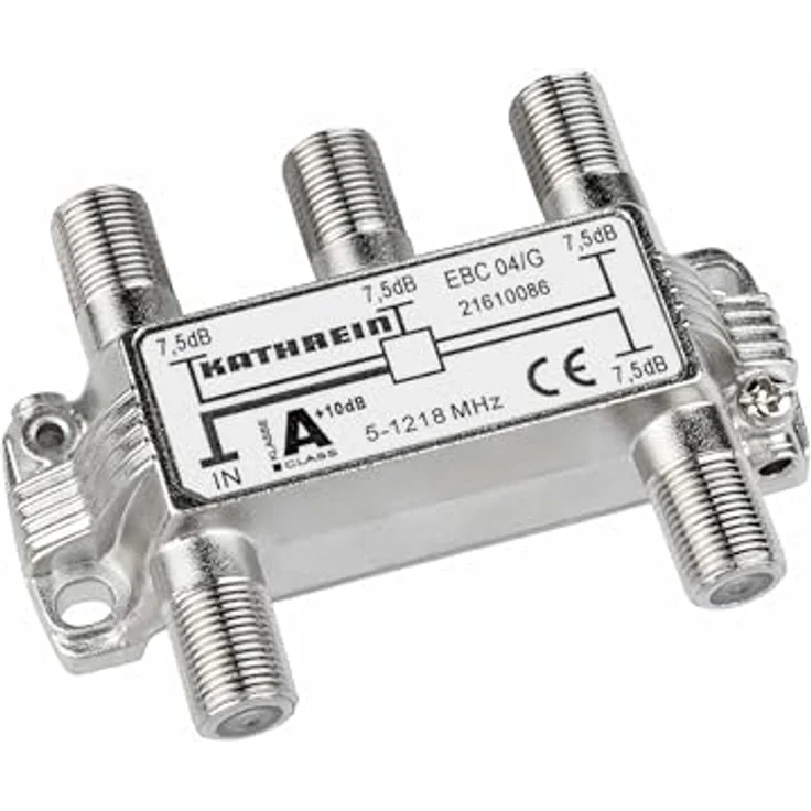 Kathrein EBC 04/G 4-Fach-Verteiler (F-Anschluss, 5-1218 MHz, Rückweg- und UHF-tauglich, TV, Kabel), Silber – Bild 3
