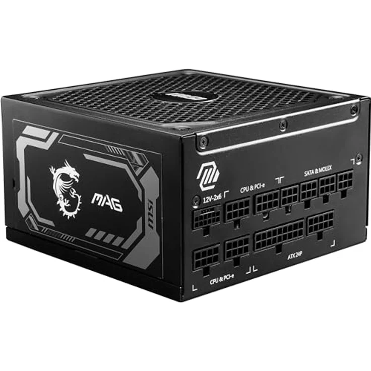 MSI MAG A1250GL PCIE5 Power Supply Unit, 1250W, 80 Plus Gold, ATX 3.1, PCIe 5.1 GPU Support, ATX PSU, Black Flat Cable – Bild 1