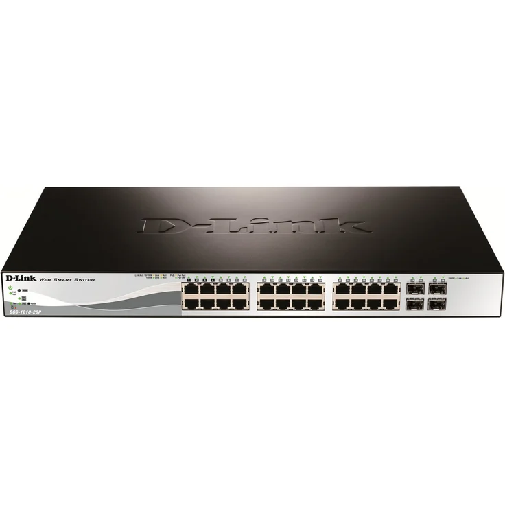D-Link DGS-1210-28P/E 28 Port Smart+ Managed Gigabit Switch, lüfterlos, inklusive umfassender Sicherheitsfunktionen und Bandbreitenkontrolle