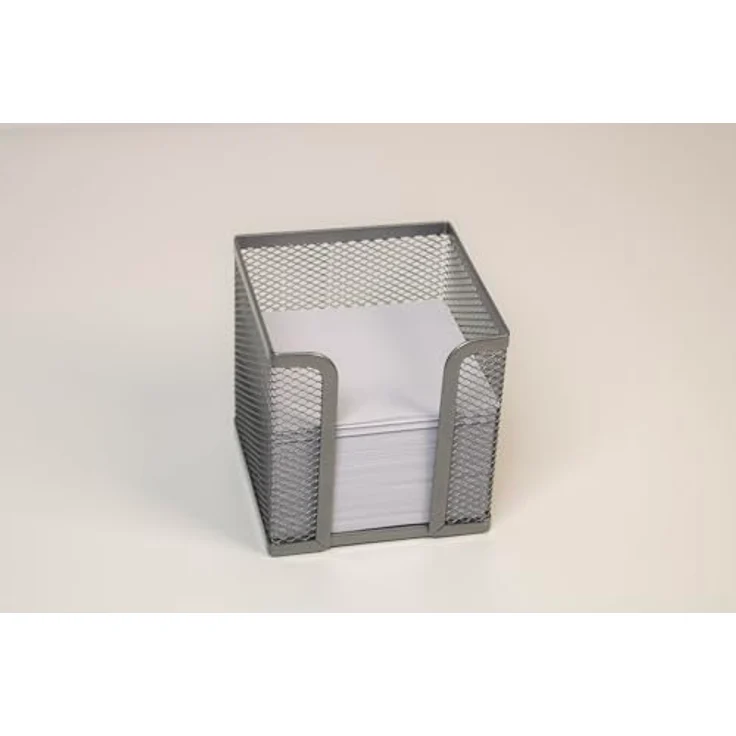 WEDO Zettelbox OFFICE, silber, aus pulverbeschichtetem Drahtmetall, Maße 10x10x10 cm, inkl. Papier (95x95 mm) – Bild 3
