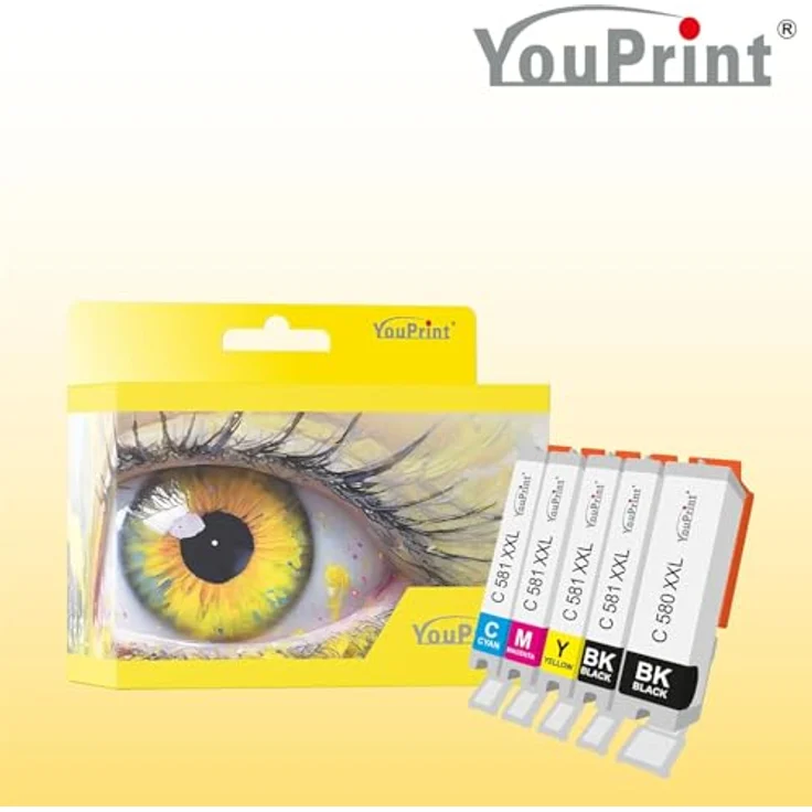 youprint Bundle TR7650 Multifunktionsgerät (Drucker, Scanner, Kopierer) mit 5 XXL Druckerpatronen, WLAN-Druck, randloser Druck, Duplex, Schwarz – Bild 2