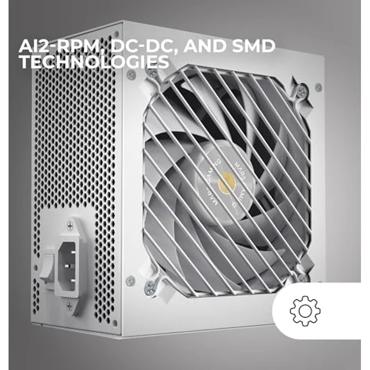 Mars Gaming MPB550SI, ATX-Netzteil 550W, 80Plus Bronze, 90% Effizienz, 7 Jahre Garantie, AI2-RPM-Technologie, weiß – Bild 3
