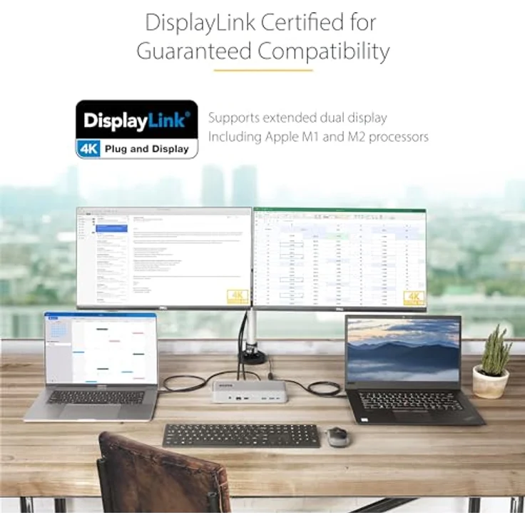 StarTech.com Dual Monitor USB-C KVM Dockingstation für Zwei Laptops, 2X 4K 60Hz DisplayPort Dock/KVM Switch, 5X USB, 90W/45W Power Delivery für Zwei Notebooks, Windows/macOS (129UE-USBC-KVM-DOCK) – Bild 5