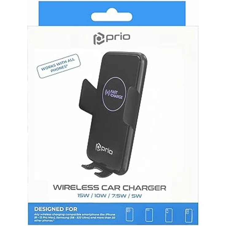 Prio 15W (USB C) Kfz-Schnellladegerät mit Halterung in Aluminium & Glas, ultraschnelles kabelloses Laden für iPhone 15/14/13/12/11/X, Samsung S24/S23/S22/S21 & mehr – Bild 4