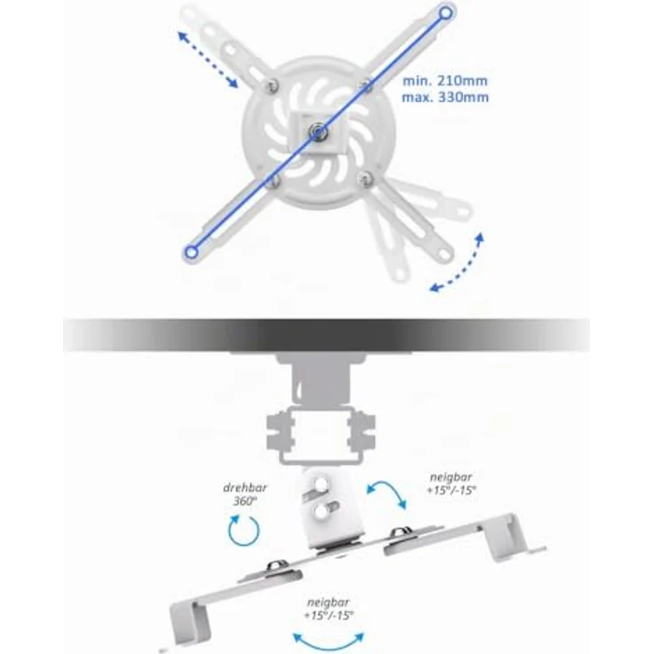 deleyCON Beamer-Deckenhalterung, 15° neigbar, 360° schwenkbar, bis 13,5 kg Traglast – Bild 4