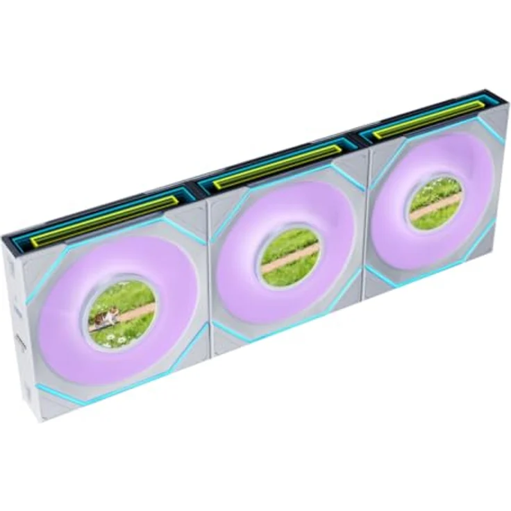 Lian Li UNI FAN SL-INF LCD FLEX, ARGB und LCD Gehäuselüfter - Reverse Blade, 120mm, weiß, 3er-Pack mit Controller – Bild 1
