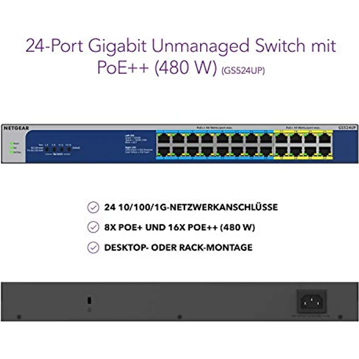 Netgear: 24-PORT GB UNMGD POE ++ SWITCH (606449149777) – Bild 3