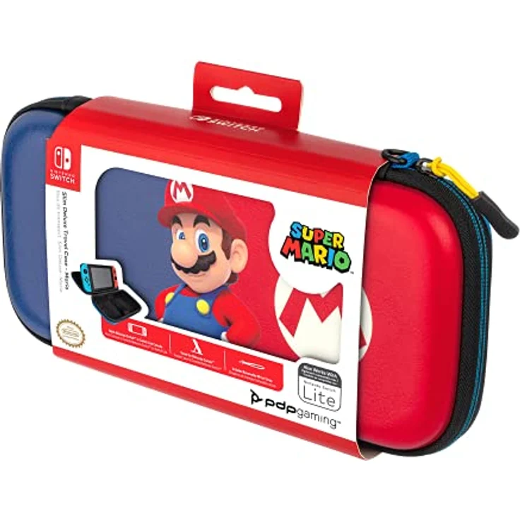 PDP Gaming Switch Slim Deluxe Travel Case - Mario Edition - Semi-Hardshell Protection - Protective PU Leather - Holds 14 Games & Console - Works with Switch OLED & Lite - Perfect for Kids – Bild 4