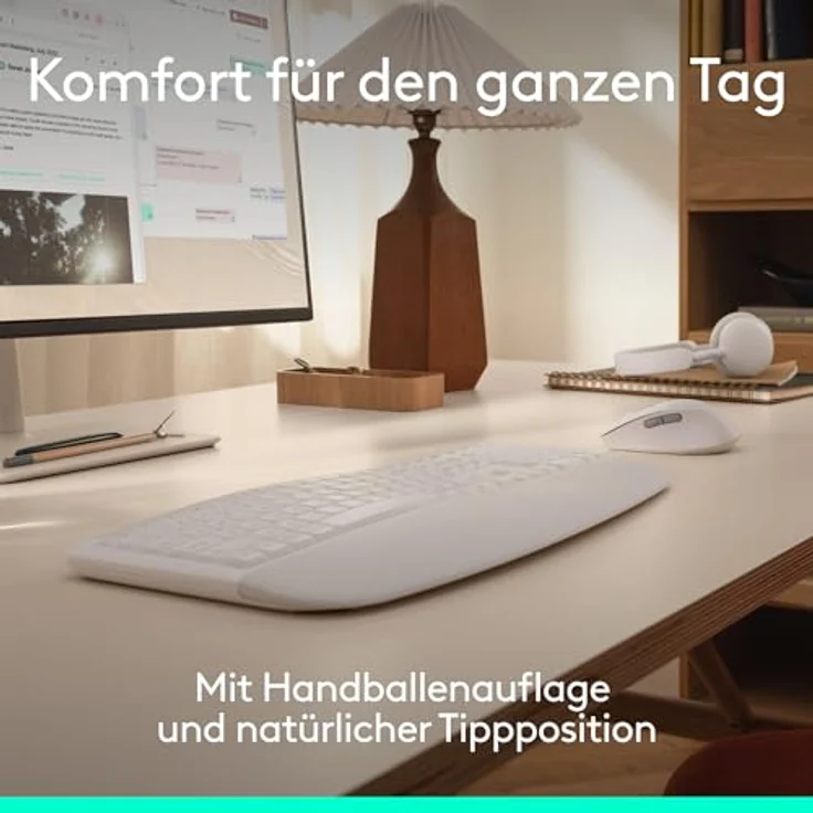 LOGITECH Signature Comfort Plus MK880, kabelloses Maus- und Tastaturset mit ergonomischer Handballenauflage, Off White – Bild 4