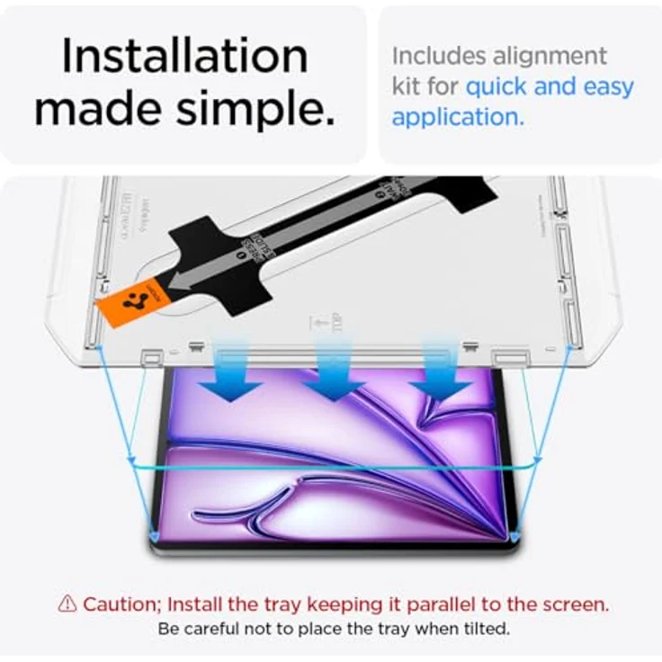 Spigen Glas.tR EZ Fit Schutzglas kompatibel mit iPad Air 13 Zoll M2 (2024), Installationsschablone, Kristallklar, 9H Folie – Bild 3