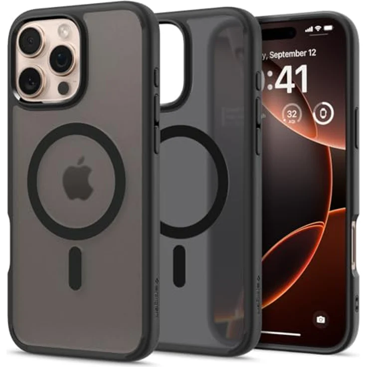 Spigen iPhone 16 Pro Max Hülle [Verbesserte Magnestärke] Ultra Hybrid MagFit Case Kompatibel mit MagSafe - Frost Black – Bild 1
