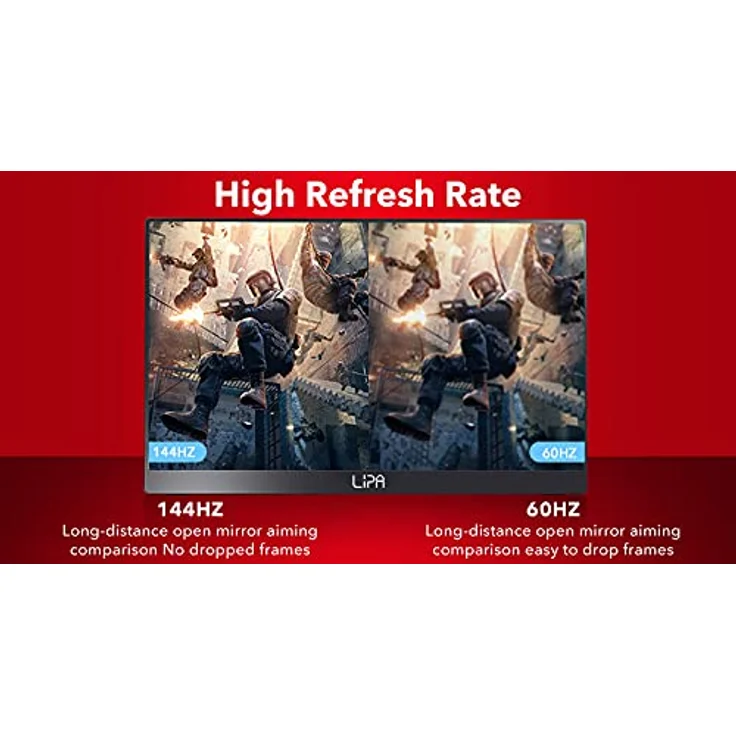 Lipa HDR-60 Tragbarer Monitor 17,3"/144 Hz/Full HD/HDMI/2X USB C/1920p/2 Lautsprecher mon08 Schwarz, mit Hülle und Ständer – Bild 5