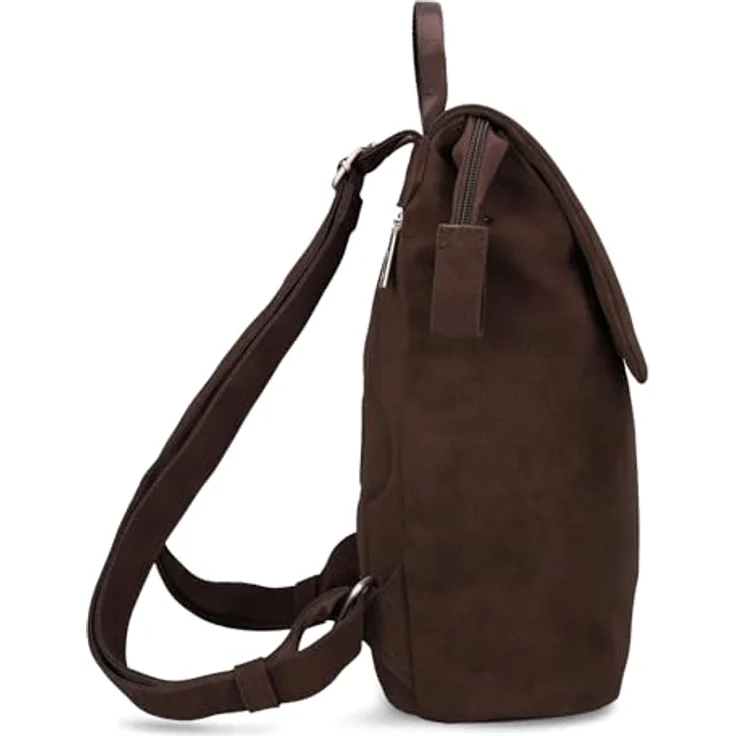 Zwei Damen City-Rucksack Mademoiselle.M MR13, 7 Liter Tagesrucksack mit gepolstertem Laptopfach, Magnet-Verschlussklappe, wasserfestem Kunstleder und Rückenpolsterung (nubuk-espresso) – Bild 4