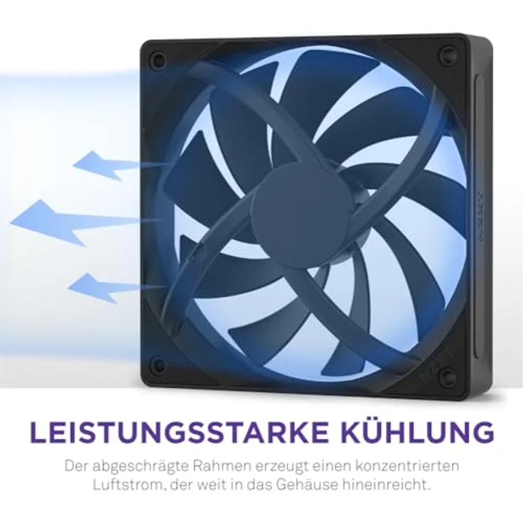 NZXT F120Q V2, 120mm Gehäuselüfter mit hydrodynamischen Gleitlagern und PWM-Steuerung, schwarz – Bild 4