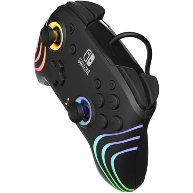 PDP Nintendo Switch Afterglow Wave- Wired- Black, Gaming Controller mit RGB-Beleuchtung und programmierbaren Rücktasten – Bild 2