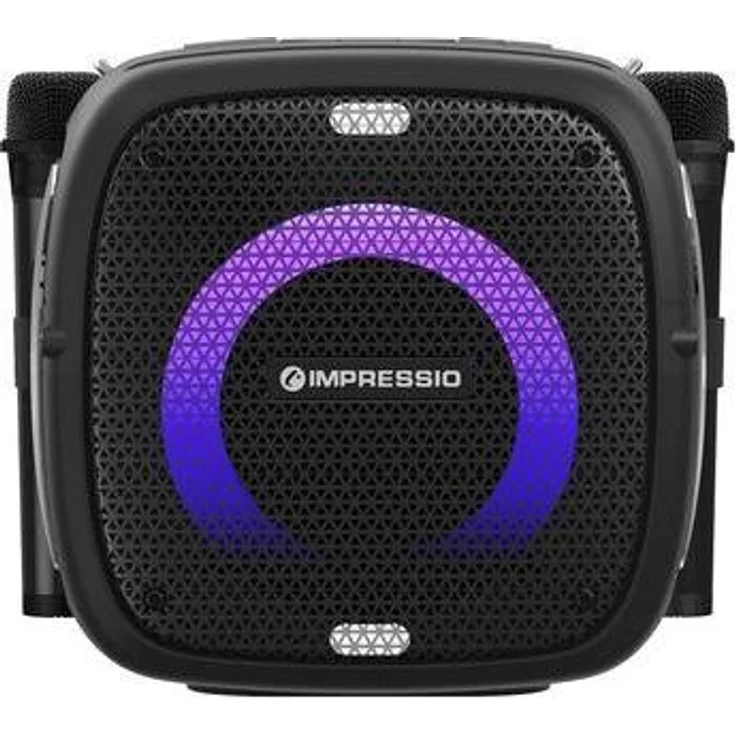 C-Tech Impressio Qubis, tragbarer Bluetooth Lautsprecher, 80W RMS, wasserfest IPX6, 8h Akkulaufzeit, mit 2 Mikrofonen, Schwarz