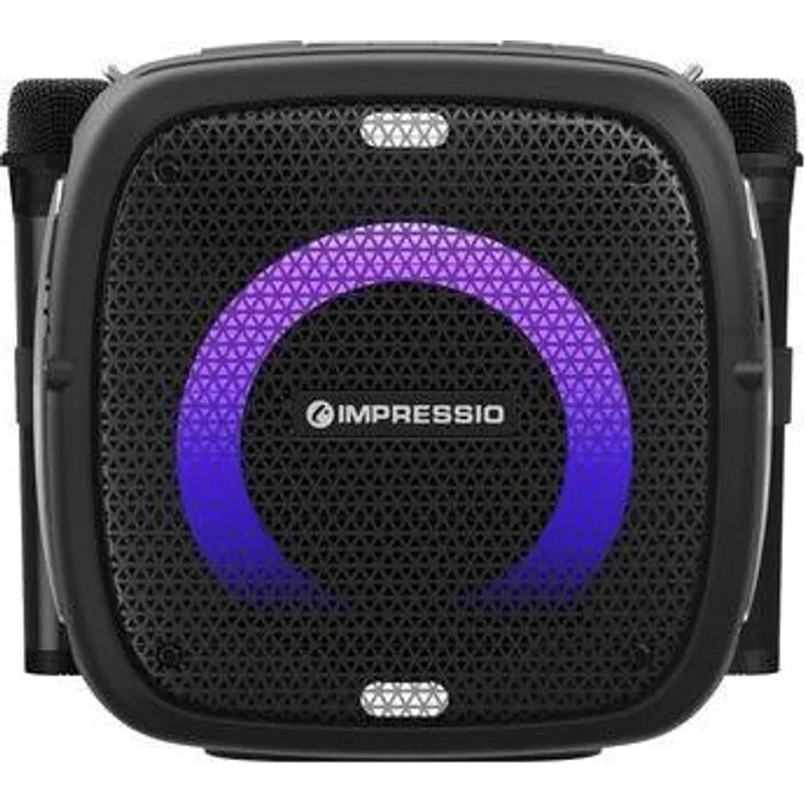 C-Tech Impressio Qubis, tragbarer Bluetooth Lautsprecher, 80W RMS, wasserfest IPX6, 8h Akkulaufzeit, mit 2 Mikrofonen, Schwarz