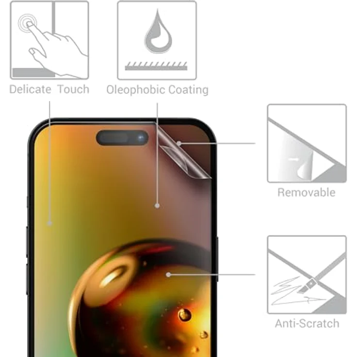 kwmobile 3X Folie matt kompatibel mit Apple iPhone 16 - Displayschutzfolie Schutzfolie - Displayschutz Displayfolie entspiegelt – Bild 2