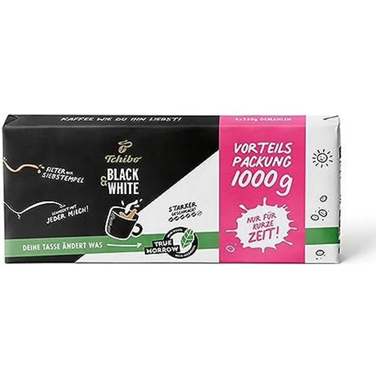 Tchibo BLACK&WHITE 1000g Vorteilspack 4x250g gemahlener Kaffee