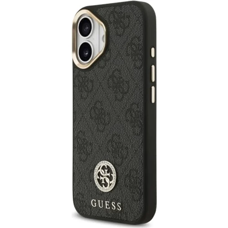 CG MOBILE Guess 4G Strass-Logo Hülle mit großen Metallknöpfen, kompatibel mit MagSafe für iPhone 17, Schwarz – Bild 2