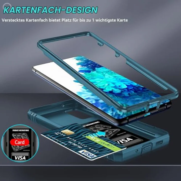 LeYi Handyhülle für Samsung Galaxy S20 FE 5G/4G, Tough Armor Schutzhülle mit Kameraschutz & 2 Schutzfolien, Full 360 Grad Standfunktion, Militär Blau – Bild 4