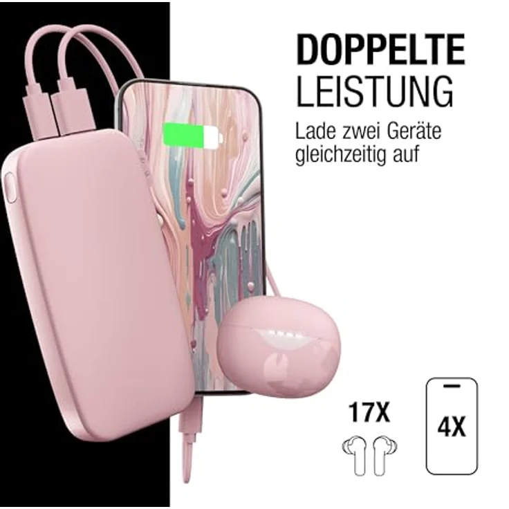 FRESH N REBEL 2PB12100PP Ultra Fast Charge Powerbank 12000 mAh, 20W PD, Pastellpink, für schnelles Laden und 6 Sicherheitsfunktionen – Bild 3