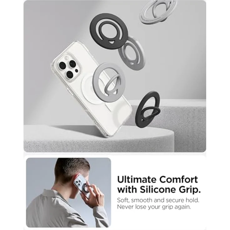 Spigen Dual Pop MagFit MagSafe Ringhalterung, flexibler Fingerhalter für iPhone 16/15/14/13 und MagSafe Hüllen - Schwarz – Bild 2