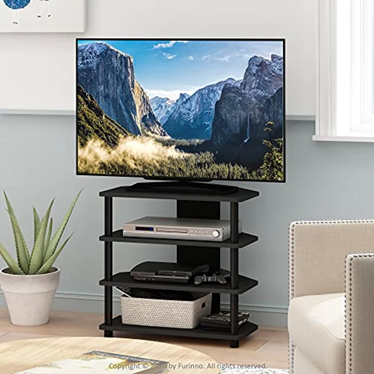 Furinno TV-Schrank mit 4 Ablageflächen, holz, Schwarz, 37.08 x 60.2 x 58.93 cm – Bild 4