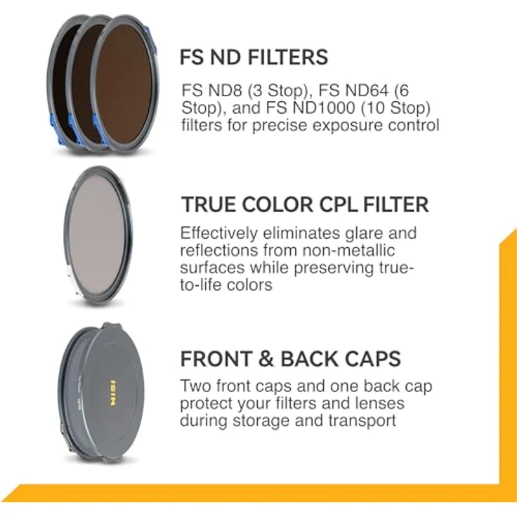 NiSi JetMag Pro 67MAG Magnetfilter Landscape ND Filter Kit mit patentiertem Verriegelungssystem, ND8, ND64, ND1000, True Color CPL, 52/55/58/62/67mm Adapterringen, Objektivdeckel und Filtertasche – Bild 4