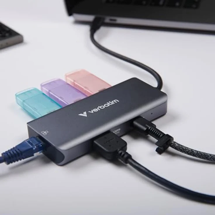 Verbatim USB-C Essentials Multiport Hub, 6 Anschlüsse mit RJ45, 4K HDMI und 100W PD – Bild 6