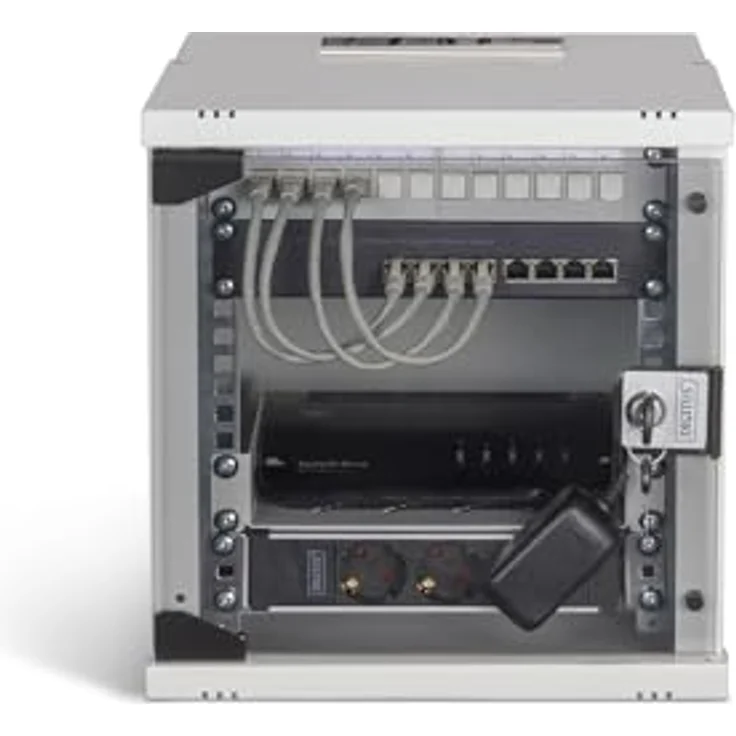 Digitus 10" Netzwerk-Set SOHO PRO, 6HE Wandgehäuse mit Zubehör, Serverschrank, Grau – Bild 2