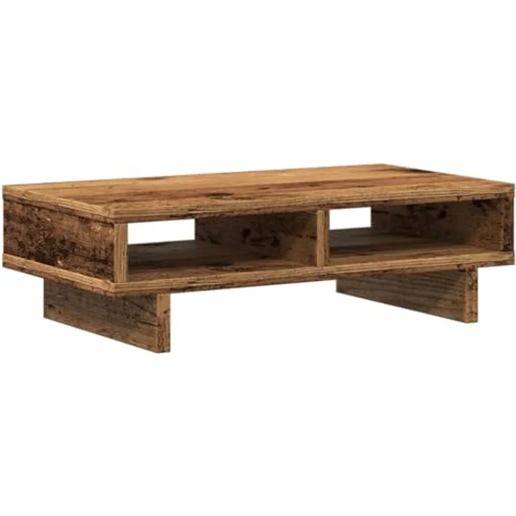 vidaXL Monitorständer Altholz-Optik, 50x27x15 cm, mit 2 Fächern und langlebigem Holzwerkstoff – Bild 1