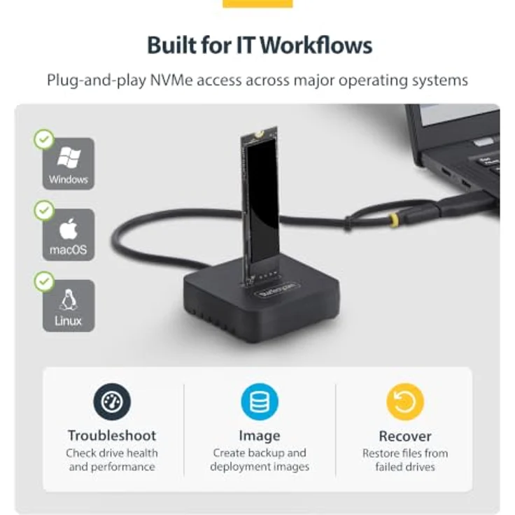 Startech.com M.2 NVMe Schnittstellenadapter, USB 3.2 Gen 2, schwarz, TAA-konform – Bild 5