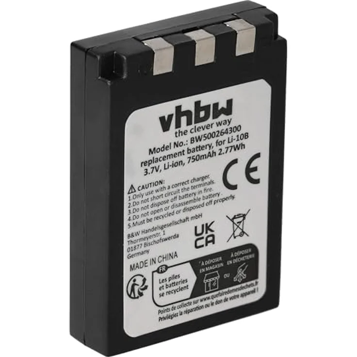 vhbw Akku kompatibel mit Olympus mju 600, wiederaufladbar, 750 mAh, Lithium-Ion, Hochleistungsakku – Bild 1
