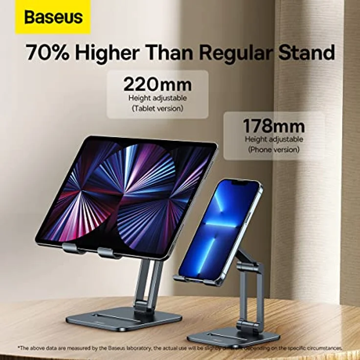 Baseus Biaxial Foldable Metal Stand, Smartphone Halterung für Telefone bis 7 Zoll, grau – Bild 4