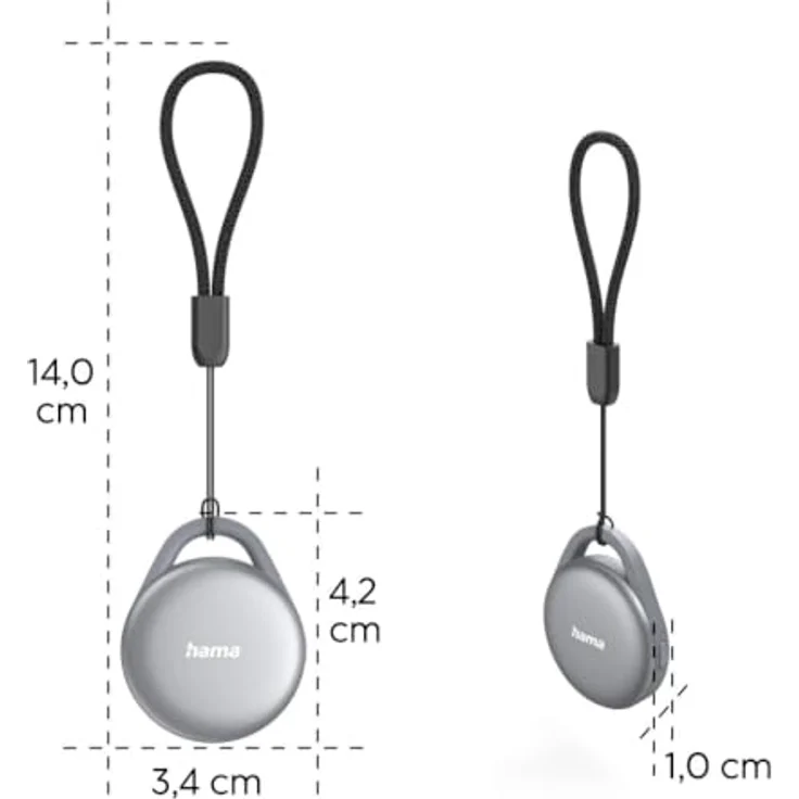 Hama 185840 Schlüsselfinder, Bluetooth-Item Finder für Android und Apple, grau, aufladbar – Bild 4