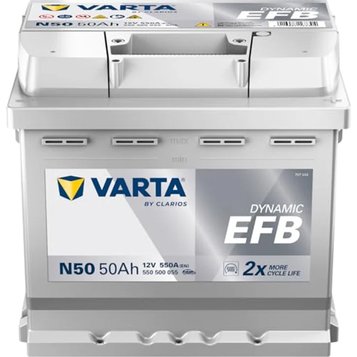 Varta Dynamic N50 EFB, 12V Starterbatterie mit 50 Ah und 550 A, für Start-Stopp-Systeme – Bild 2