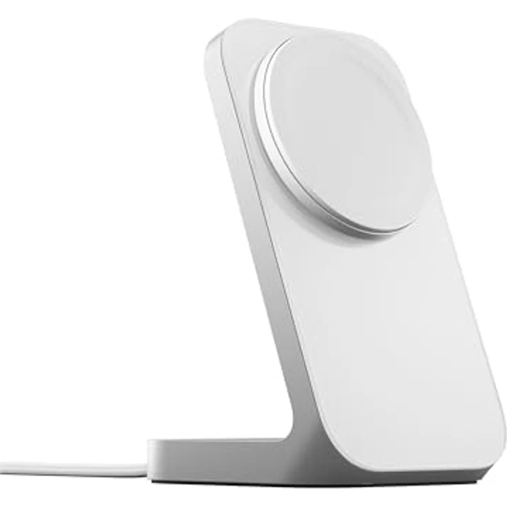 Nomad Stand One V4, 2-in-1 MagSafe Qi2.2 Ladegerät mit 25 W für iPhone & AirPods, Silber – Bild 2