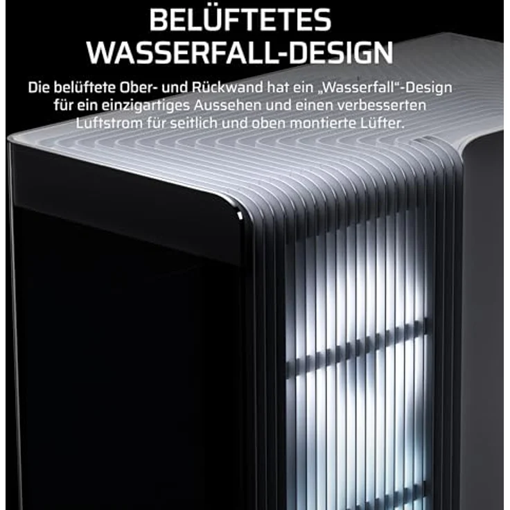 Corsair FRAME 4500X RS-R ARGB White Mid, PC Gehäuse für E-ATX, ATX, Micro-ATX und Mini-ITX, schwarz mit Sichtfenster aus gehärtetem Glas und USB 3.1 Anschluss – Bild 4