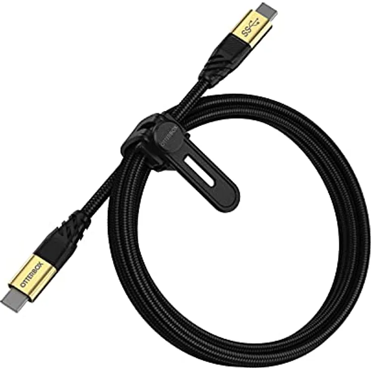 OtterBox verstärktes, umflochtendes Premium USB-C auf USB-C Kabel, USB-C 3.2 Gen 1, Schnelllade Kabel für Smartphone und Tablet, Ultra-Robust und getestet auf Biegsamkeit und Flexibilität,1.8M,Schwarz