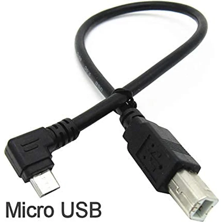 Aukson C46, Micro USB auf USB B Kabel, abgewinkelter OTG Stecker für Drucker und Audio-Schnittstellen, 30 cm – Bild 3