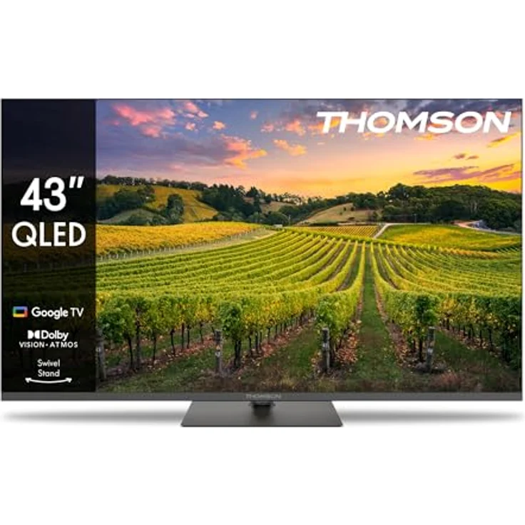 Thomson 43QG5C14, 43 Zoll (109 cm) QLED Smart TV mit Google TV, 4K UHD, Dolby Audio, Bluetooth 5.1, Triple-Tuner, schwenkbarer Standfuß – Bild 1