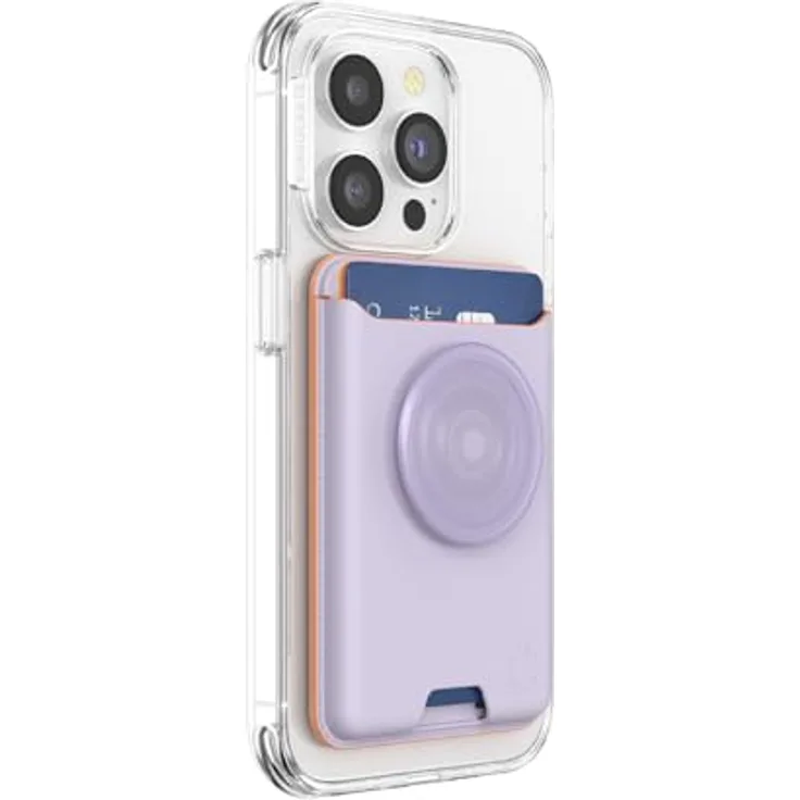 PopSockets PopWallet für MagSafe, schlanker Kartenhalter mit Griff und Adapterring, Lavender
