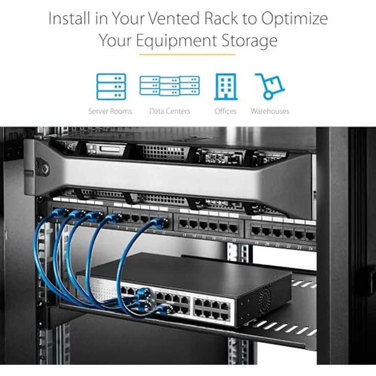 StarTech.com Vented Cantilever Rack Shelf, Heavy-Duty 1U für 10" (25 cm) bis 44 lbs (20 kg), Schwarz – Bild 5