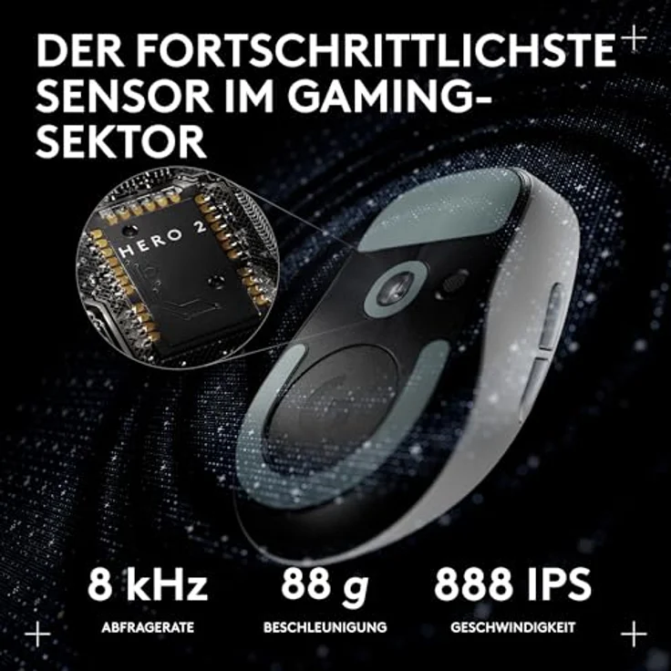 Logitech G PRO X Superlight 2c, kabellose Gaming-Maus mit 44K DPI-Sensor, 8 kHz Abtastrate, 5 programmierbaren Tasten, USB-C-Ladefunktion, 53 g leicht, kompakt, Weiß – Bild 4