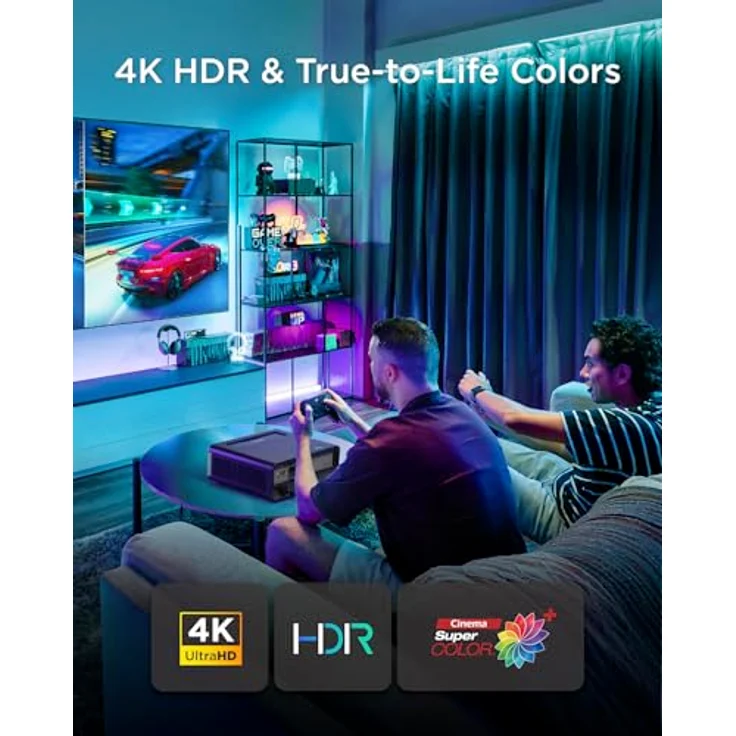 ViewSonic X2-4K Pro, 4K HDR Kurzdistanz Beamer mit Google TV, 2500 ANSI Lumen, 240 Hz, 4.2 ms Eingabeverzögerung, Auto Keystone, 60000 Stunden LED-Lebensdauer für Heimkino & Gaming – Bild 5