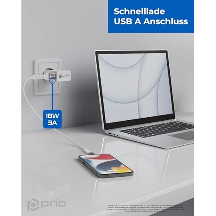 Prio Fast Charge World Reiseladegerät 25W PD PPS (USB C) + QC 3.0 (USB A), weiß, kompatibel in über 220 Ländern, mit Reisetasche – Bild 7