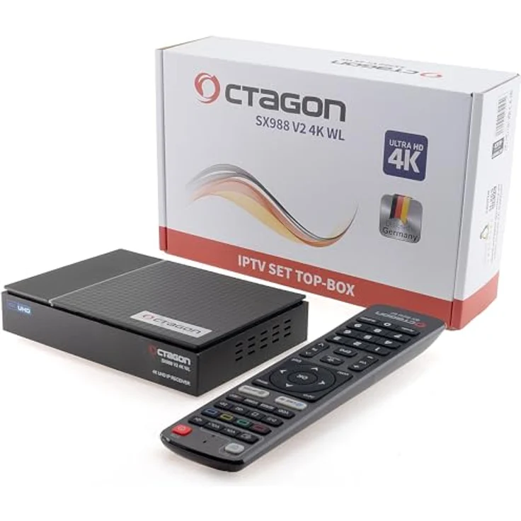 Octagon SX988 V2, 4K UHD Linux Smart TV Receiver mit WLAN, HDMI CEC, Multiroom Client und lernbarer Fernbedienung – Bild 2