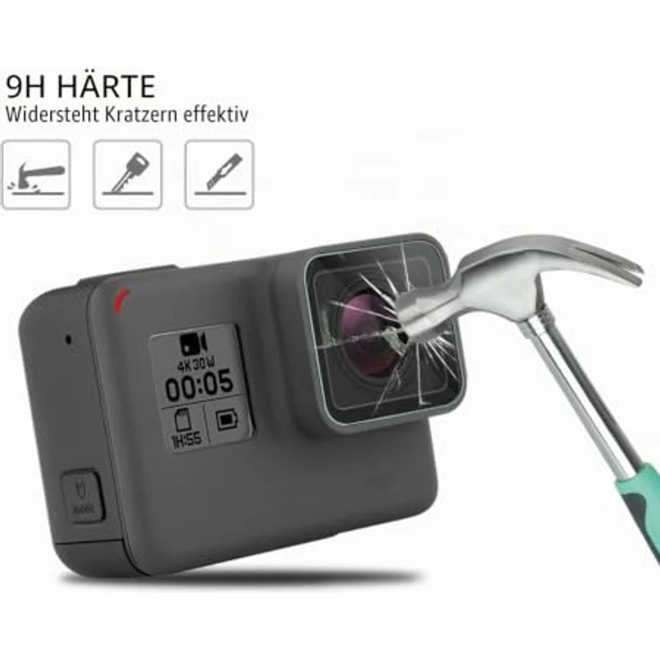 FiTSTILL Displayschutzfolie für Go Pro Hero 8 Black, 6 PCS Set, gehärtetes Glas, 9H Härte, hohe Transparenz, einfache Installation – Bild 5